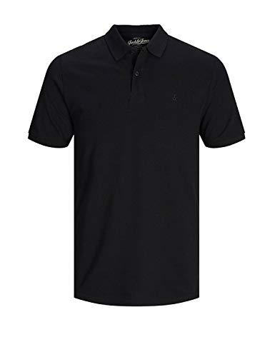 Jack & Jones Men's Jjebasic Polo Ss Noos Shirt, (Black Detail: Slim Fit), Large