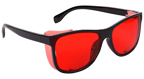 Image of NuVew UV Protected Rectangular Unisex Sunglasses with Foldable Side Shields - (Red Lens | Black-Red Frame | Medium Size | NW-SLD6B-29)