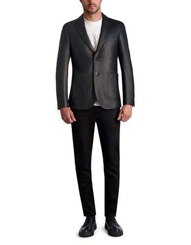 KARL LAGERFELD Men's 2 Button Long Sleeve Coated Blazer
