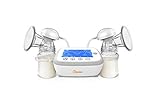 Crane Deluxe Double Electric Cordless Rechargeable Breast Pump, Portable, Closed System, Overflow Protection