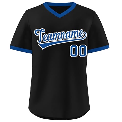 Custom V-Neck Baseball Jersey Stitched Personalized Baseball Shirt Sports Uniform for Men Women Boy