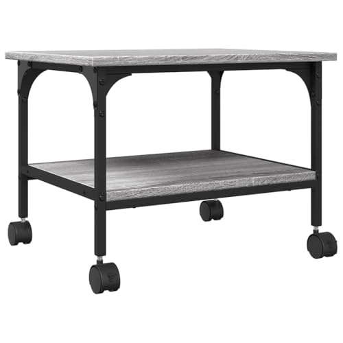 vidaXL Soporte de Impresora 2 Niveles Gris Sonoma 50x40x38 cm, Mesa de Impresora, Mesa de Impresora de computadora, Soporte de Impresora con Almacenamiento