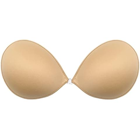 Wingslove Adhesive Bra Sticky Strapless Push up Invisible Reusable Self Silicone Bra for Backless Dress (Champagne,C Cup) Cover