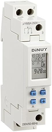 Dinuy Terminal Micro 5 digital tidsafbryder, front view viser display, knapper og ledningsterminaler.