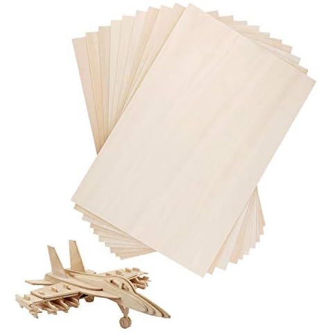 10 Pack Balsa Wood Sheets for 1/16 inch Thin Basswood Sheet Craft Wood Sheets Hobby Materials DIY Wood Board for House Aircraft Ship Boat DIY Wooden Plate Model for Arts Crafts, 8 X 12 Inch Cover