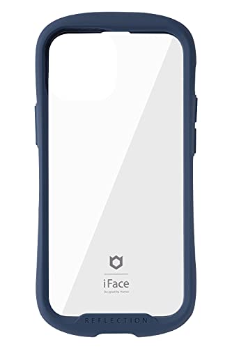 iFace Reflection iPhone 13 mini ケース クリア 強化ガラス (ネイビー)【アイフェイス アイフォン 13mini カバー 透明 耐衝撃 米国MIL規格取得 ストラップホール付き】