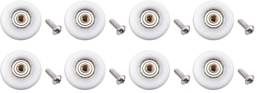 Image of Set of 4pcs 19mm Stainless Steel Shower Door Wheels Rollers Runners, White, 19mm x 4mm (Pack of 2)
