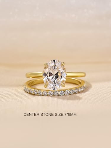 ODIFFY 1.5CT Oval Cut Engagement Ring Set,S925 Silver AAAAA Grade CZ Bridal Wedding Ring Set2