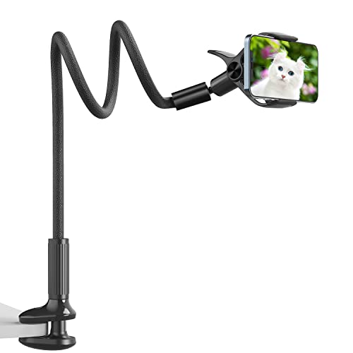 SAIJI Handyhalterung Bett, Superlanger Flexible Arm Schwanenhals Handy Halterung, 360° Drehbare Handy Halter für 4.7-7" iPhone, Samsung Galaxy, Huawei, LG, Xiaomi, Oneplus Smartphone, 95cm (Schwarz) Cover