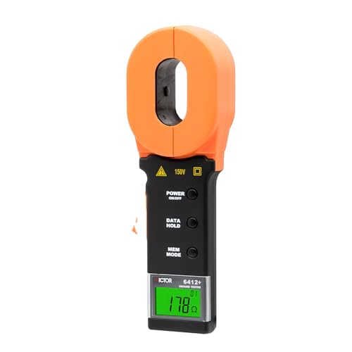 RUOSHUI Ohm Meters 6412 6412+ 6V 30A 32mm DC Clamp Type Digital Earth Resistance Ground Tester Industrial and Electrical equipment meter(RUOSHUI 6412+)
