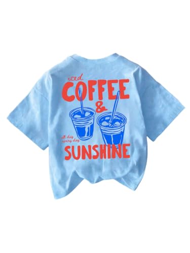 Image of RoseSeek Women's Graphic Letter Tee Crew Neck Drop Shoulder Trendy Summer T Shirt Short Sleeve Vintage Car Print Top