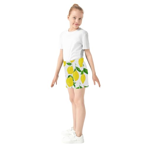 Girls Lounge Shorts Yellow Lemons Print Kids Athletic Summer Pajama Sleep Shorts Cute Activewear, X-Small4