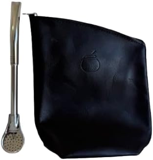 Genuine Leather Yerba Container, Modern Practical Yerbero Argentino, with removable straw for easy cleaning, works for sugar dispenser, sugar container and coffee, ideal for gift and travel Large