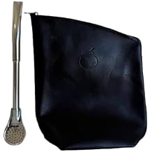 Genuine Leather Yerba Container, Modern Practical Yerbero Argentino, with removable straw for easy cleaning, works for sugar dispenser, sugar container and coffee, ideal for gift and travel Large