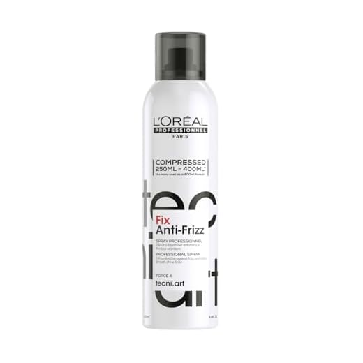 L'Oréal Professionnel, Spray antiencrespamiento para pelo, Anti frizz, Acabado brillante, Sin residuos, Anti electricidad estática, Fix Anti Frizz, TECNIART, 250ml