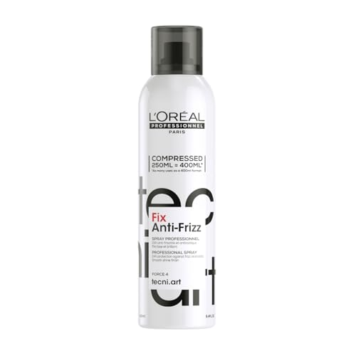 L'Oréal Professionnel, Spray antiencrespamiento para pelo, Anti frizz, Acabado brillante, Sin residuos, Anti electricidad estática, Fix Anti Frizz, TECNIART, 250ml