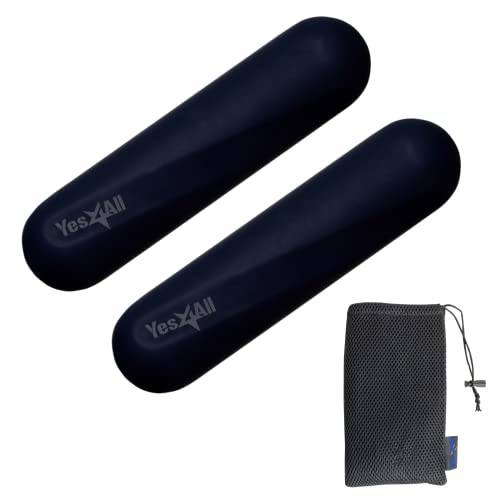 Yes4All Soft Silicon Coated Dumbbell Hand Weights Set of 2 - Charcoal, S. Charcoal - Dumbbell Bar - Pair, 9.2 cm x 4.5 cm