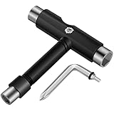 Panjshirv Skateboard Tools Skate Tools Multi-Function Portable Skateboard T Tool Accessory ，T-Type Allen Key and L-Type ，Skateboard Hardware Gold Bolts Set (Black)