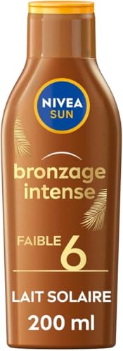 NIVEA SUN - Lait Solaire Bronzage Intense FPS 6 - Protection & Teint Hâlé - Extrait De Carotène & Vitamine E - Sans Autobronzant - Formule Légère & Non Grasse - Peaux Normales - 200 ml