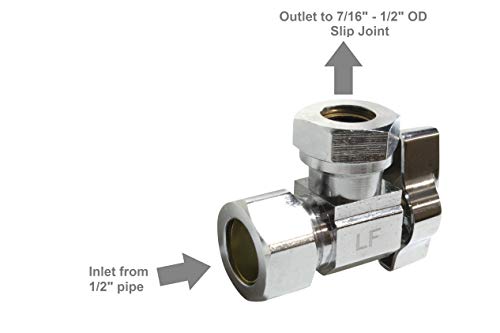 Image of Heavy Duty 1 /2 in. NOM Comp Inlet x 7 /16 in. - 1 /2 in. OD Slip Joint Outlet Chrome Plated Brass 1 /4 Turn Squared Body Angle Valve (5 Pack)