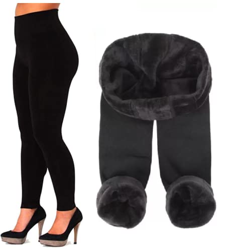 ASD Accessories Womens Ladies New Thermal Winter Black Thick Fur Fleece Lined Legging UK 10-16 (XL/XXL (UK 16-18), Black)