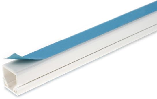 16mm x 16mm PVC White Electrical Cable Cover Mini Trunking Conduit Wire Tidy Self Adhesive + Bends (16mm x 16mm 1Mtr Length)