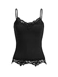 Lässig, Einfarbig, Spaghettiträger, Camisole , Durchsichtige Spitze, Stretch