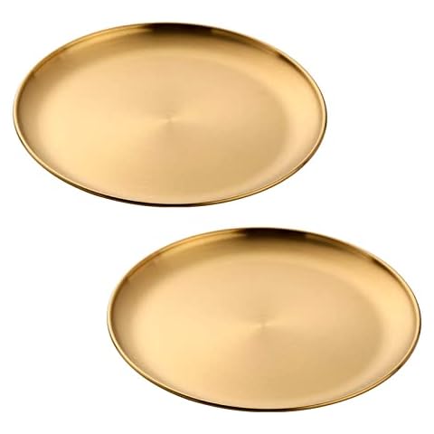 Oneroomone Plateau Rond en Acier Inoxydable Cover