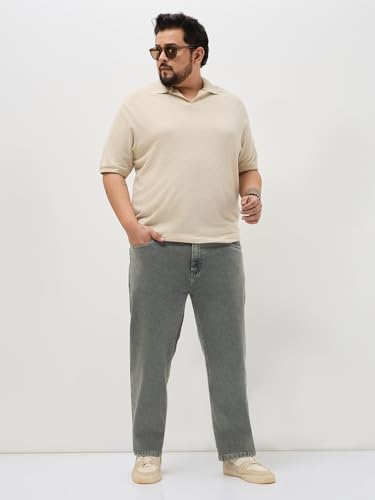 Image of Urbano Plus Men's Regular Fit Heavy Washed Denim Jeans Stretchable