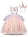 NNJXD Mädchen Einhorn Party Kostüm Blume Cosplay Hochzeit Halloween Fancy Prinzessin Kleid + Kopfbedeckung Größe (120) 4-5 Jahre 372 Rosa-A
