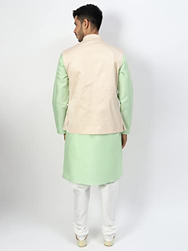 Image of Uri and MacKenzie Men's Silk Blend Kurta Pyjama with Stylish Embroidered Ethnic Jacket