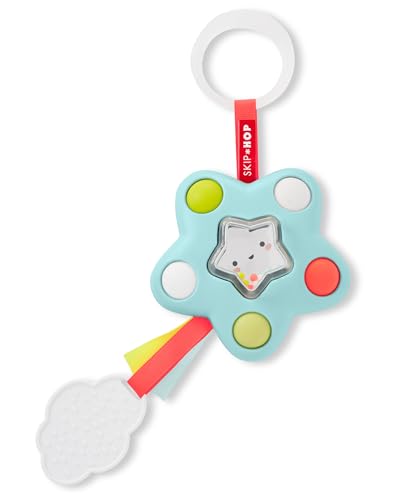 Image of Skip Hop Baby Sensory Toy with Rattle Beads and Textured Teether Silver Lining Cloud Pop Star Baby Fidget Toy Age 9m+