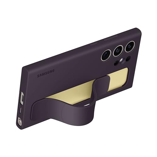 Image of SAMSUNG Galaxy S24 Ultra Standing Grip Phone Case, Protective Silicone Cover with Hand Strap, Kickstand, Durable Design, Soft Touch, US Version, EF-GS928CEEGUS, Dark Violet