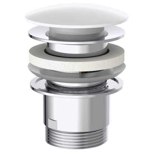 KIRCHHOFF 98807410 - Tapón de desagüe Universal para Lavabo y Lavabo, Color Blanco y Cromo