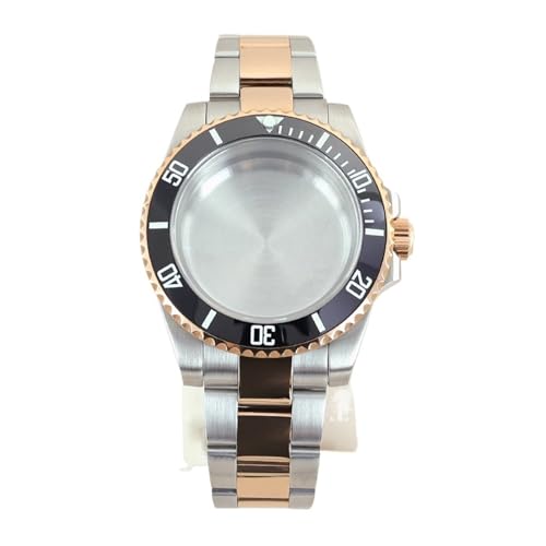 1 szt. 20 barów wodoodporna koperta zegarka nurkowego SUB GMT 40 mm w kolorze srebra, różowe złoto, do mechanizmu ETA2824, tarcza 28,5(Silver Rose Gold28)