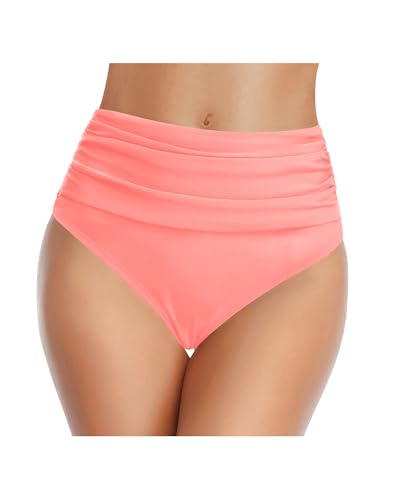Image of Tempt Me Women's High Waisted Bikini Bottom Tummy Control Ruched Bathing Suit Swim Bottom