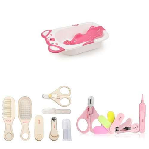 LuvLap Bubble Baby Bathtub (White & Pink) & Anti Slip Baby Plasti...