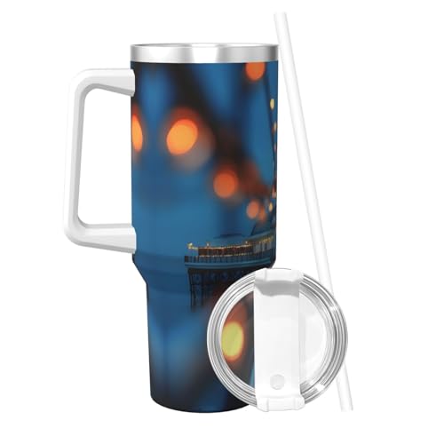 Vaso térmico de acero inoxidable 40oz con asa y sorbete miniatura 2