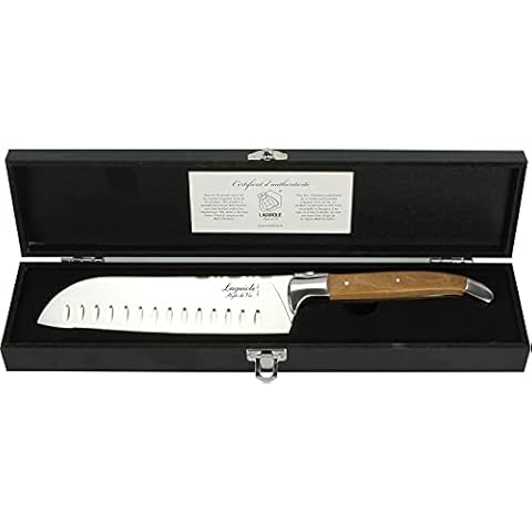 Laguiole Style de Vie Santoku knife luxury line, 6.7 inch, olive wood Cover