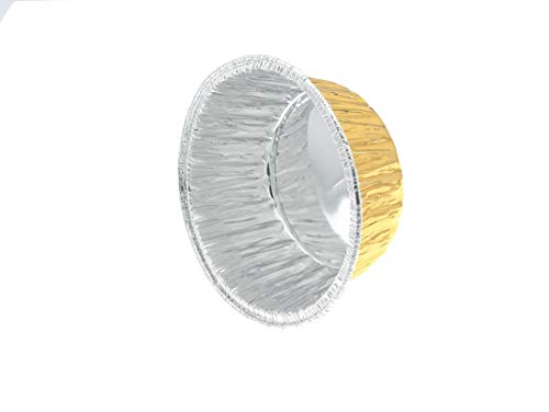 Keisen 3.4 In 130Ml 5Oz 100/Pk Disposable Aluminum Foil Cups For Muffin Pie Tart Quiche Round Bread Loaf Pan Oven Cupcake Baking Bake Utility Ramekin Cup (Gold) #TOP2
