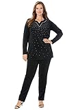 Roaman's Women's Plus Size Velour Tunic & Pant Set Matching Long Shirt Lounge - 26/28, Black