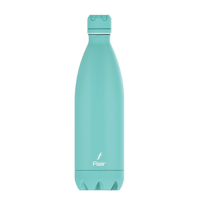 Flair Pastel Blue Double Wall Vacuum Insulated Stainless Steel Flask - 1000ml, BIS Certified, 1Ltr, Leak-Proof, BPA-Free, Rust-Free, 304 Stainless Steel, 24 Hrs Hot & Cold, School, Gym