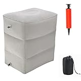 goldhik Inflatable Travel Foot & Leg Rest Pillow with Adjustable Height for Airplane, Car, Bus, Train, Office, Camping and Kids to Sleep on Long Flights, Air Pump Included