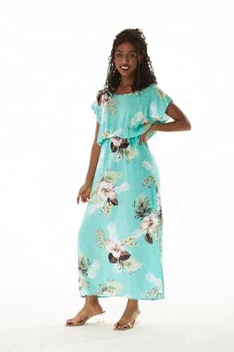 Image of Hawaii Hangover Women's Hawaiian Cap Sleeve Maxi Dress Signature Prints