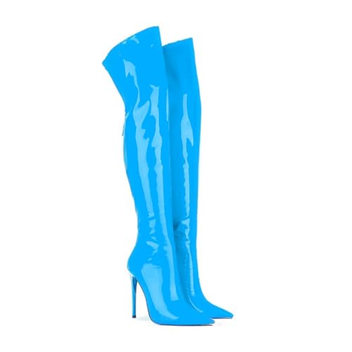 Image of Thigh high boots for women striped Back zipper Burgundy Zebra Print Over the knee Sexy gold white pointed toe Cow Print leopard Magenta stiletto heel