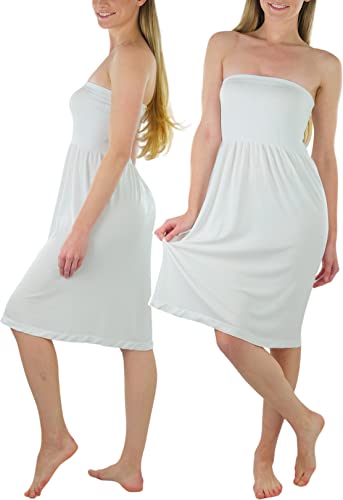 Image of ToBeInStyle Women's Strapless Cover Up Tube Dress Beach Summer Bandeau Flowy