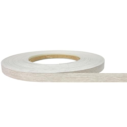 DecoMeister Cinta de Melamina de Borde con Adhesivo Termofusible Para Cantos Cintas Adhesivas Para Planchar Para Muebles Tableros Armarios Estantes Chapa Efecto Madera 21mm x 5m Patrón Roble Calizo