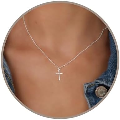 Annika Bella Cross Necklace for Women, 16-18 Inches Silver/Gold Chain, Women's Small Simple Cross Ne...