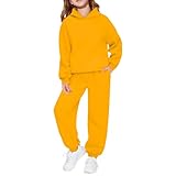 Conjunto de sudadera acolchada de color liso para niños para otoño e invierno, 1B-Amarillo, 5-6 años