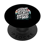 Correr cuesta arriba en ambos sentidos descalzo en el corredor de sendero de barro PopSockets PopGrip Intercambiable